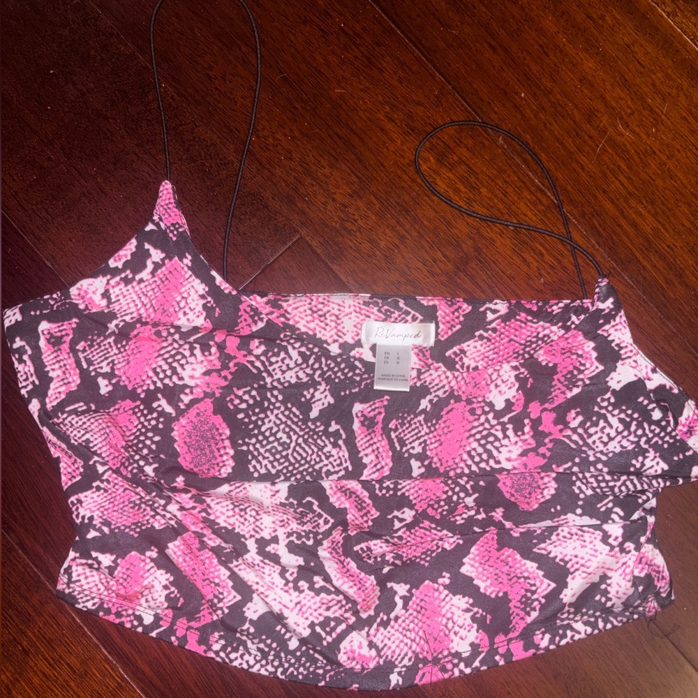 Revamped Pink and Black Snake Print Crop Top